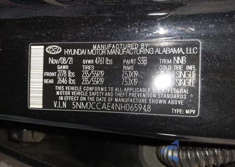 2022 Hyundai Tucson Sel from USA, damaged, VIN 5NMJCCAE4NH065948